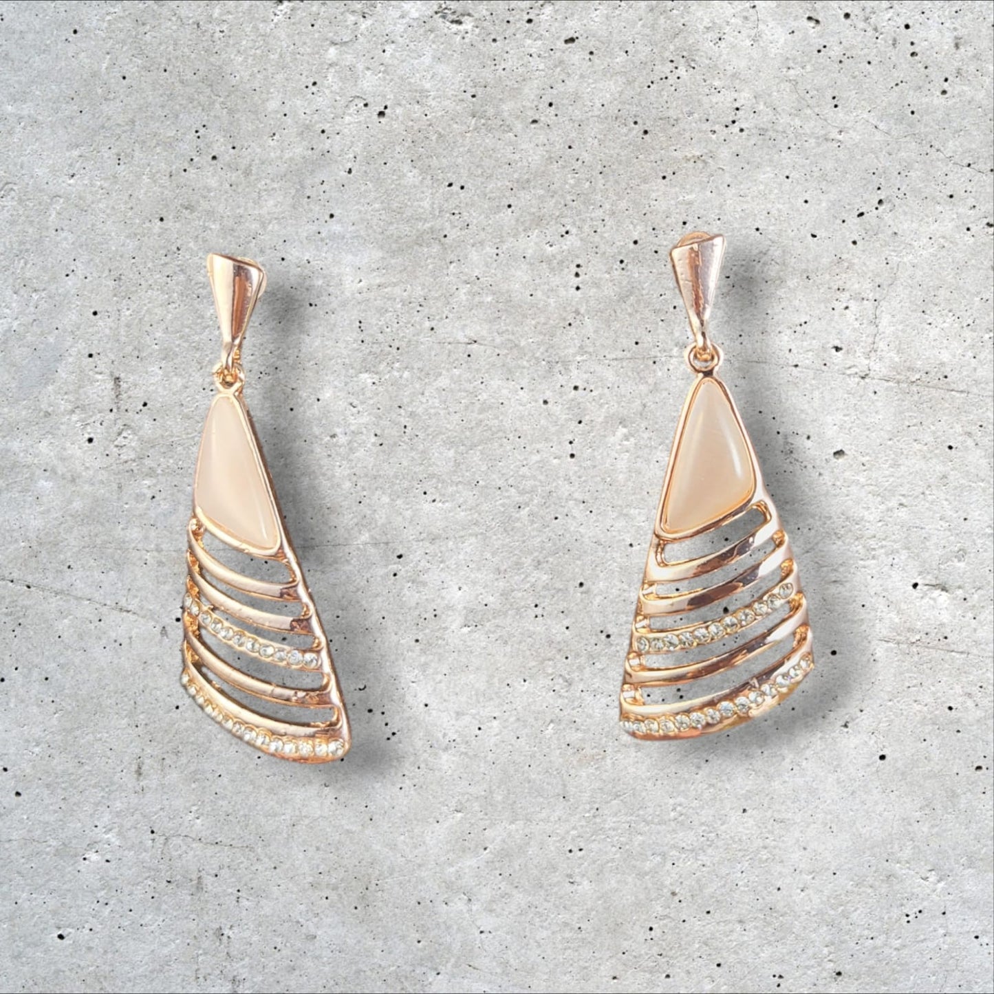 MIDAM™ Gold Plated American Diamond Studded Geometrical Shaped Drop Earrings