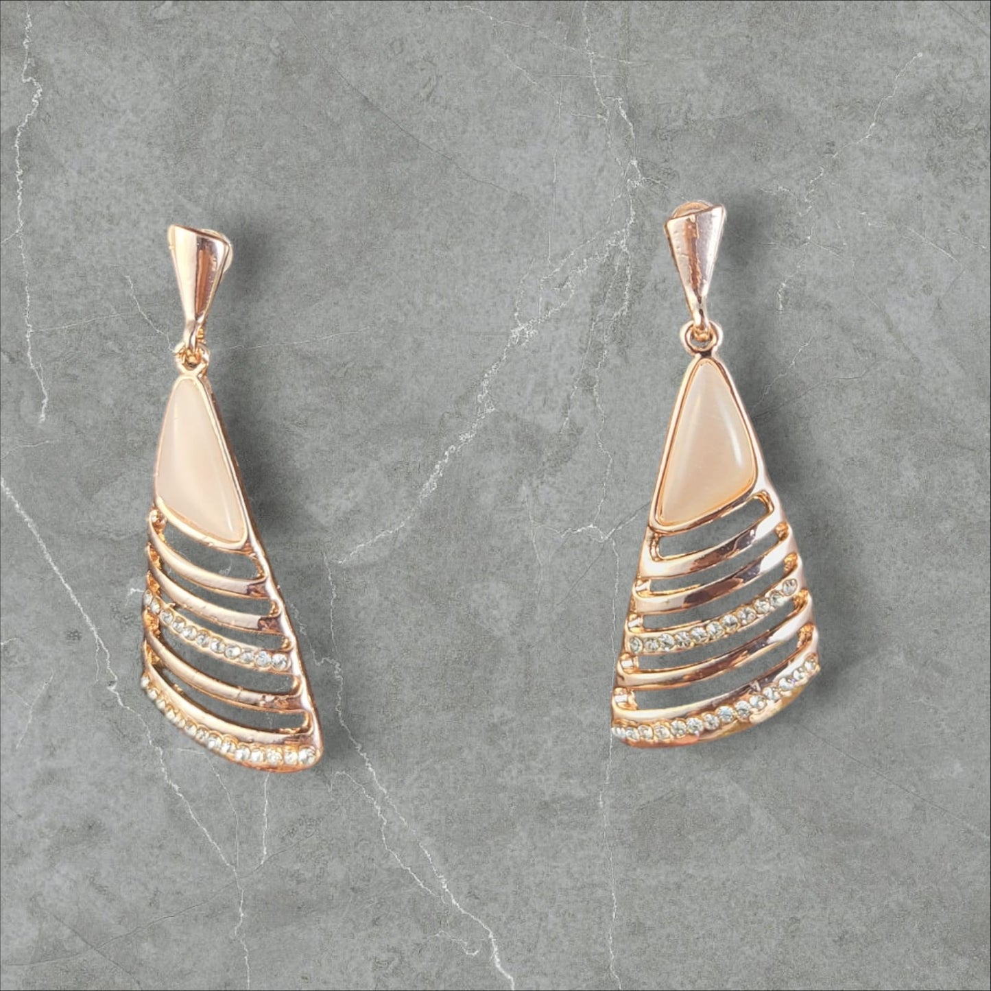 MIDAM™ Gold Plated American Diamond Studded Geometrical Shaped Drop Earrings