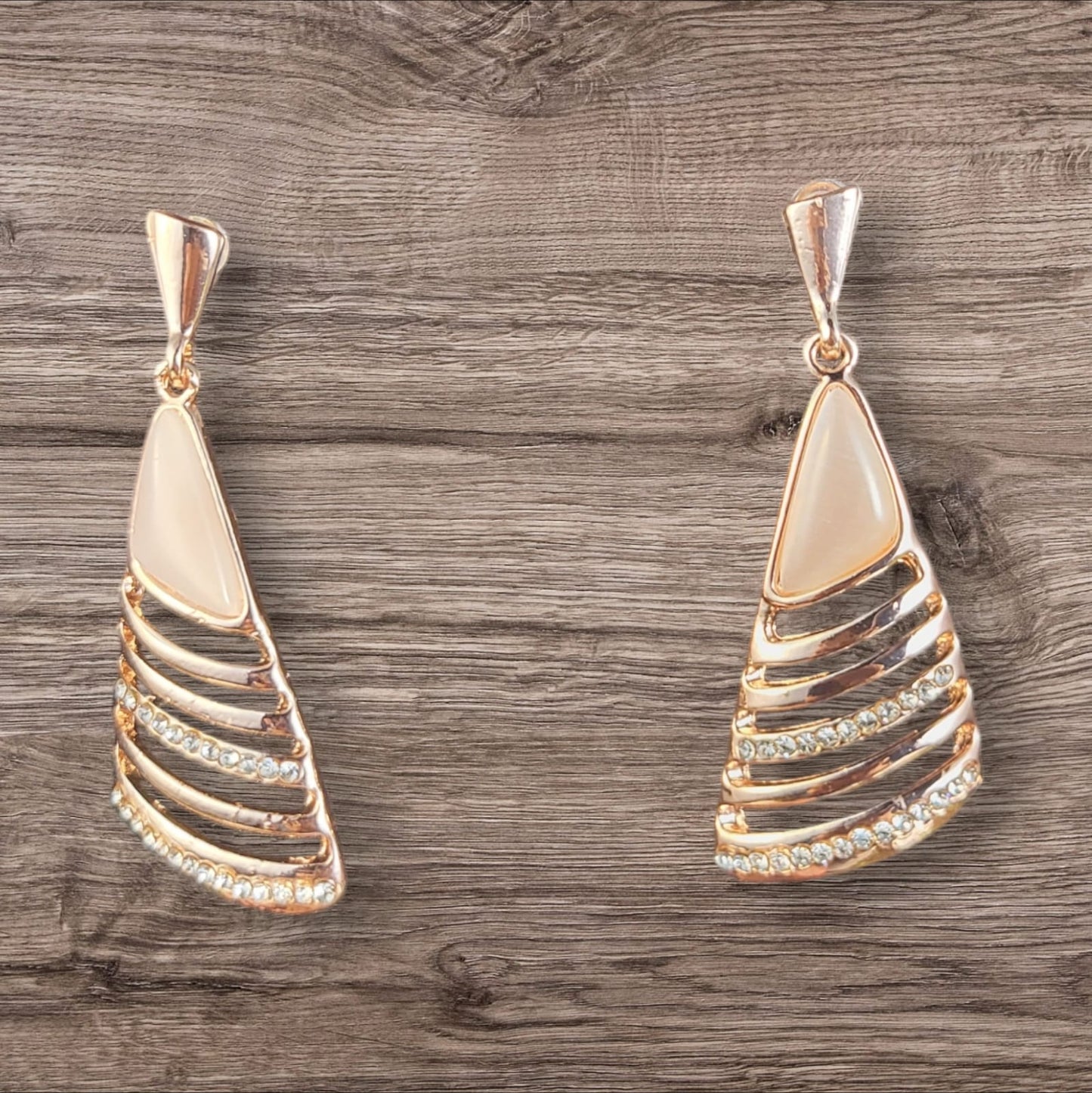 MIDAM™ Gold Plated American Diamond Studded Geometrical Shaped Drop Earrings