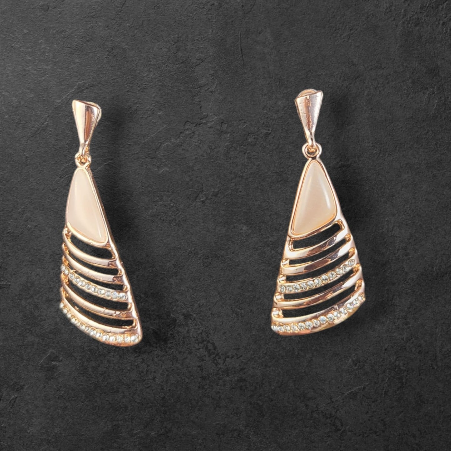 MIDAM™ Gold Plated American Diamond Studded Geometrical Shaped Drop Earrings