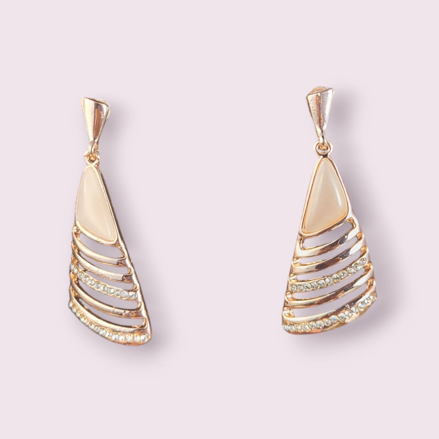 MIDAM™ Gold Plated American Diamond Studded Geometrical Shaped Drop Earrings