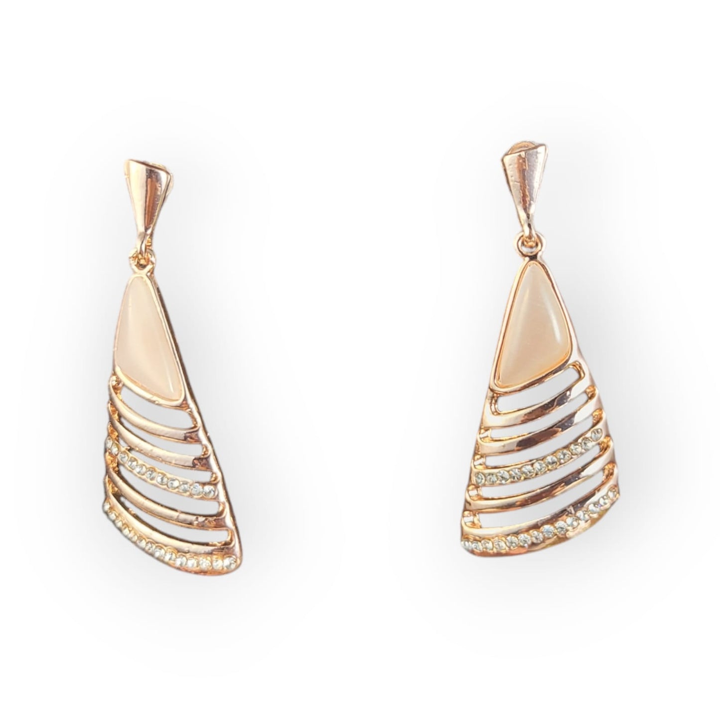 MIDAM™ Gold Plated American Diamond Studded Geometrical Shaped Drop Earrings