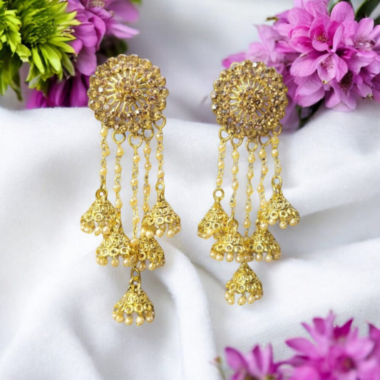 MIDAM™ Gold Plated Contemporary Jhumka Earrings