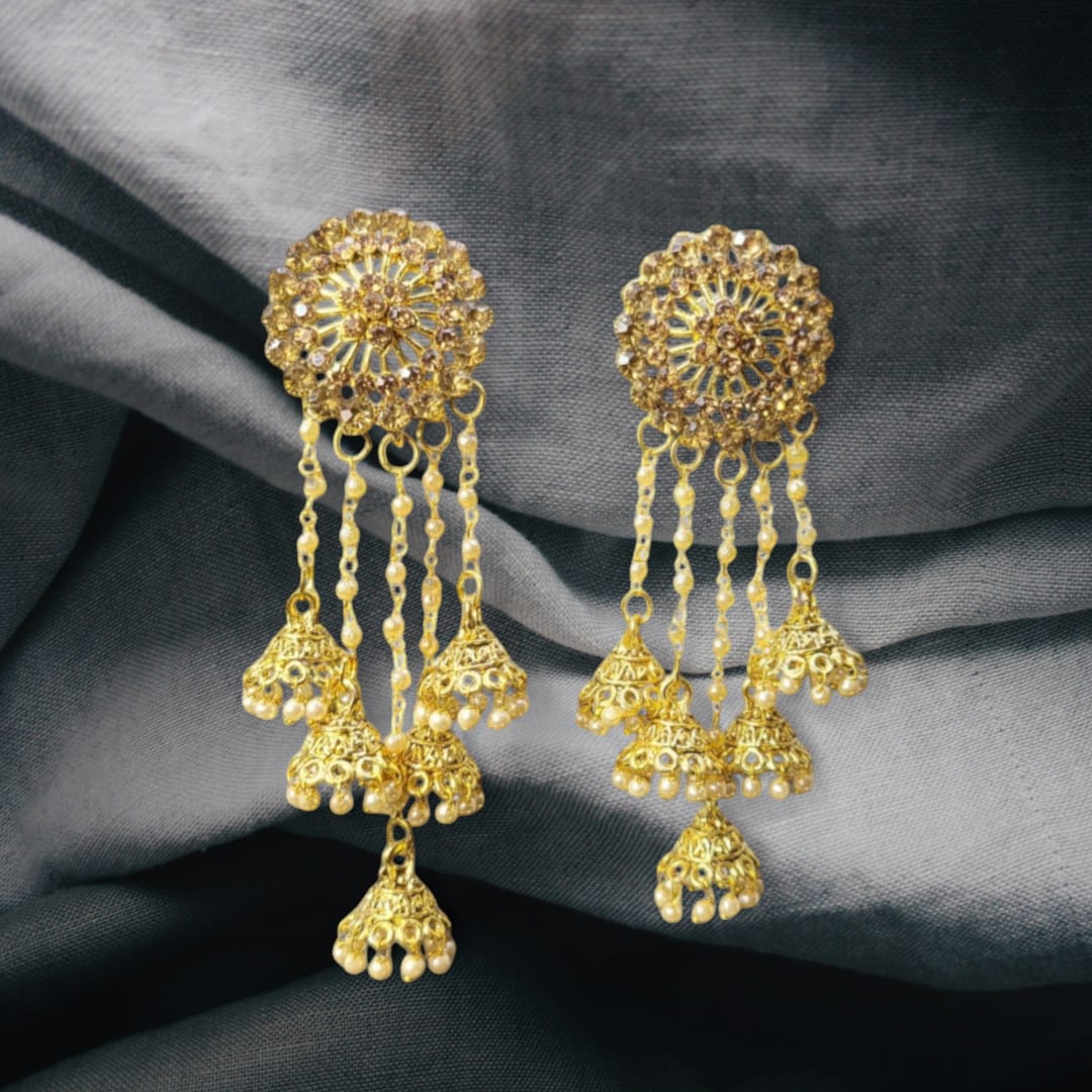 MIDAM™ Gold Plated Contemporary Jhumka Earrings