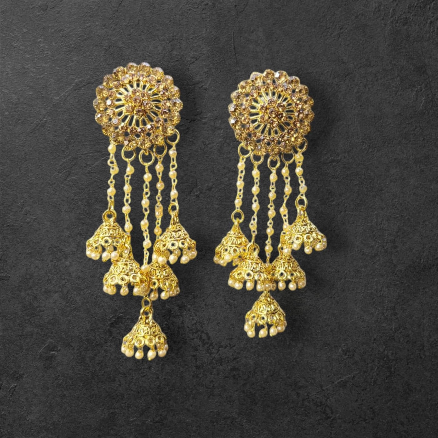 MIDAM™ Gold Plated Contemporary Jhumka Earrings