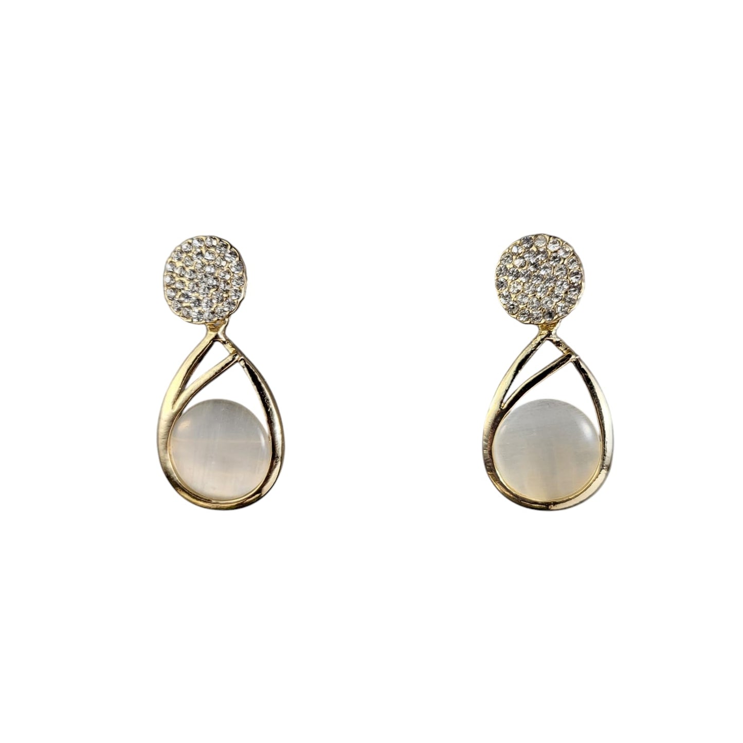 MIDAM™ Gold-Plated American Diamond Studded Water Drop Shaped Drop Earrings