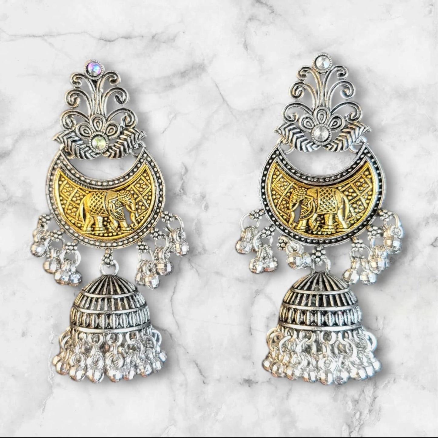 MIDAM™ Silver and Gold Plated Elephant Drop Earrings