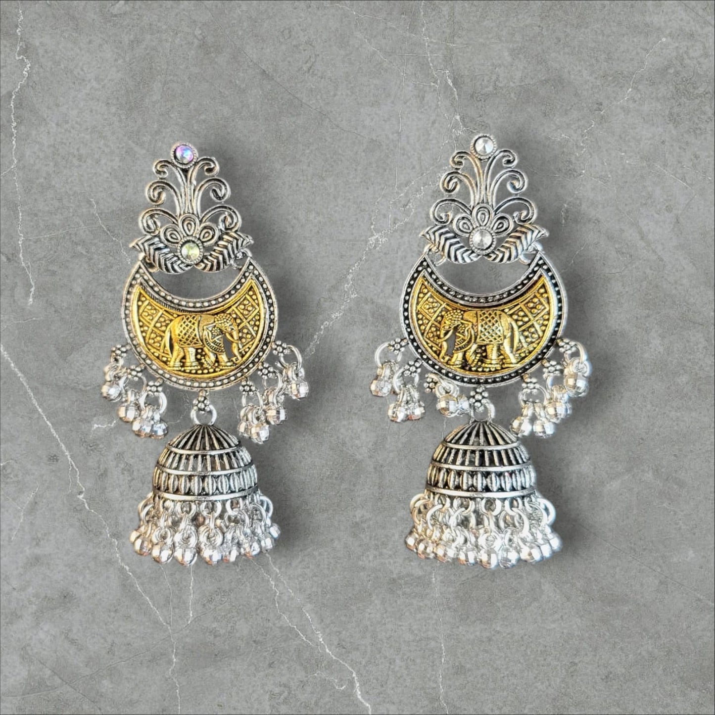 MIDAM™ Silver and Gold Plated Elephant Drop Earrings
