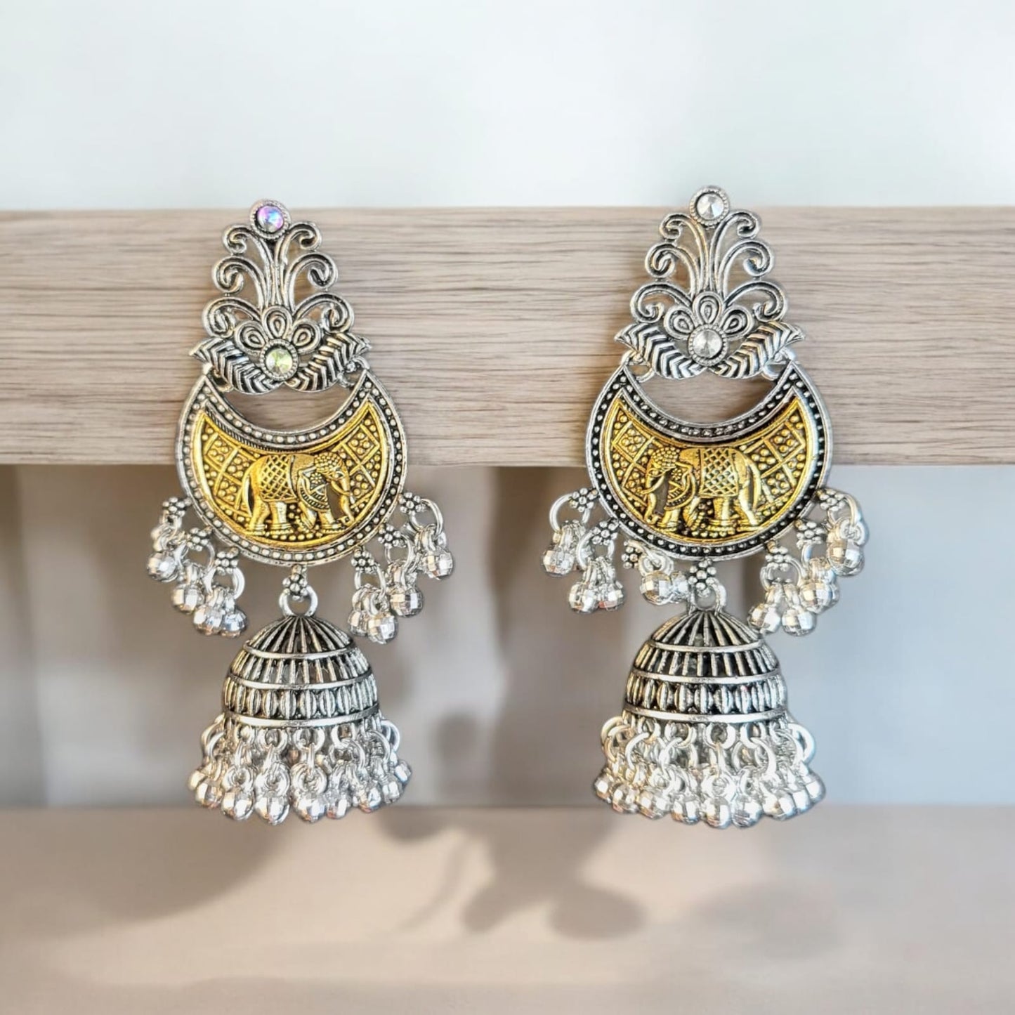 MIDAM™ Silver and Gold Plated Elephant Drop Earrings