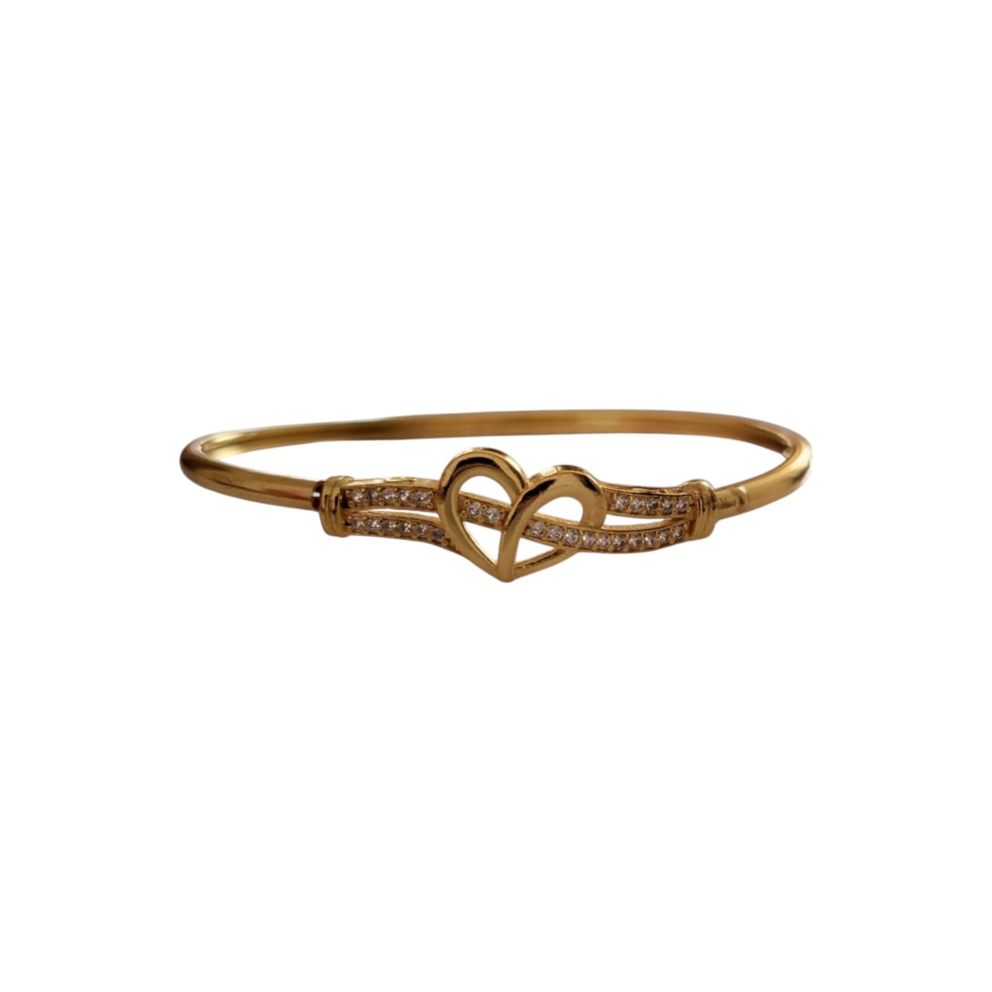 MIDAM™ Gold-Toned American Diamond Studded Heart Shaped Bracelet