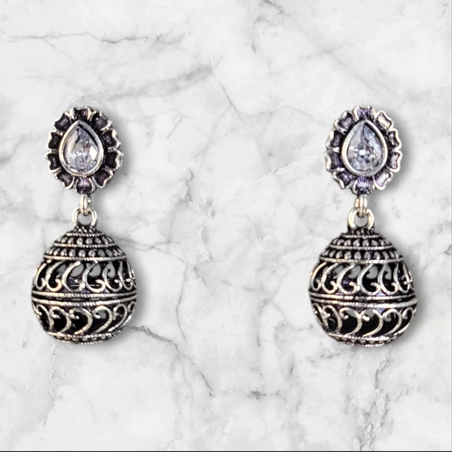 MIDAM™ German Oxidized Silver Round Drop Earrings