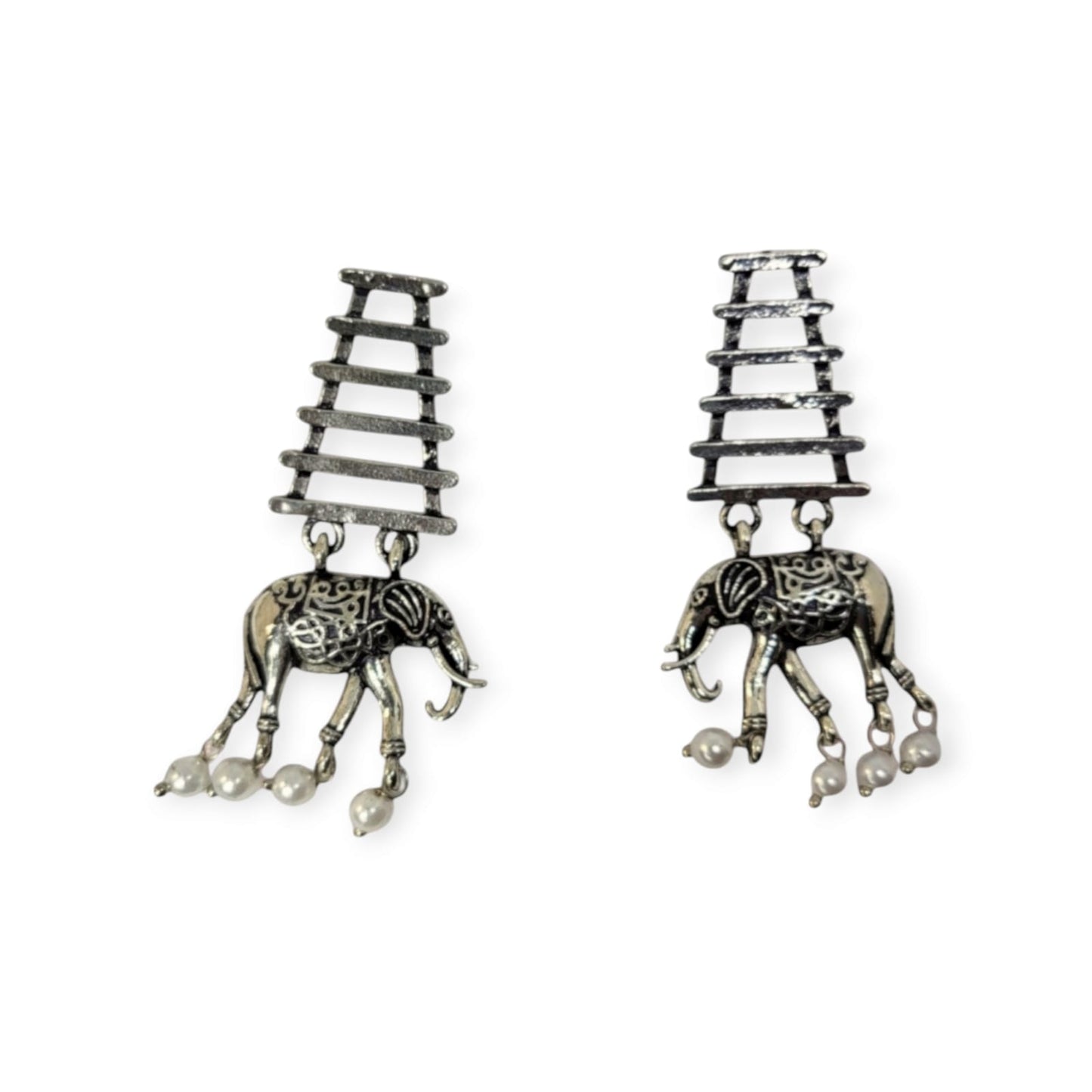 MIDAM™ German Oxidized Silver Elephant Drop Earrings