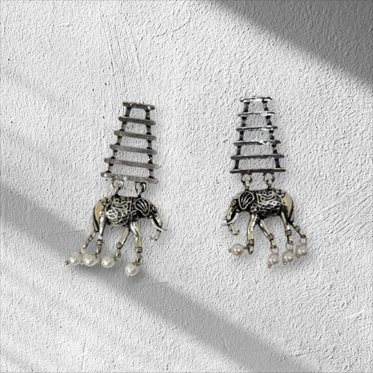 MIDAM™ German Oxidized Silver Elephant Drop Earrings