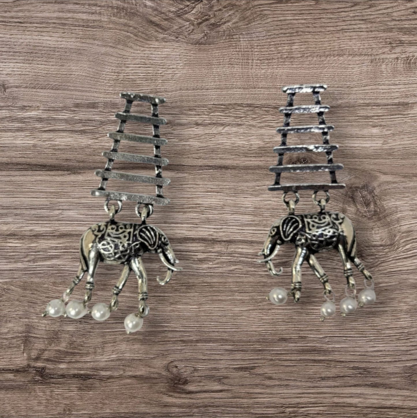 MIDAM™ German Oxidized Silver Elephant Drop Earrings