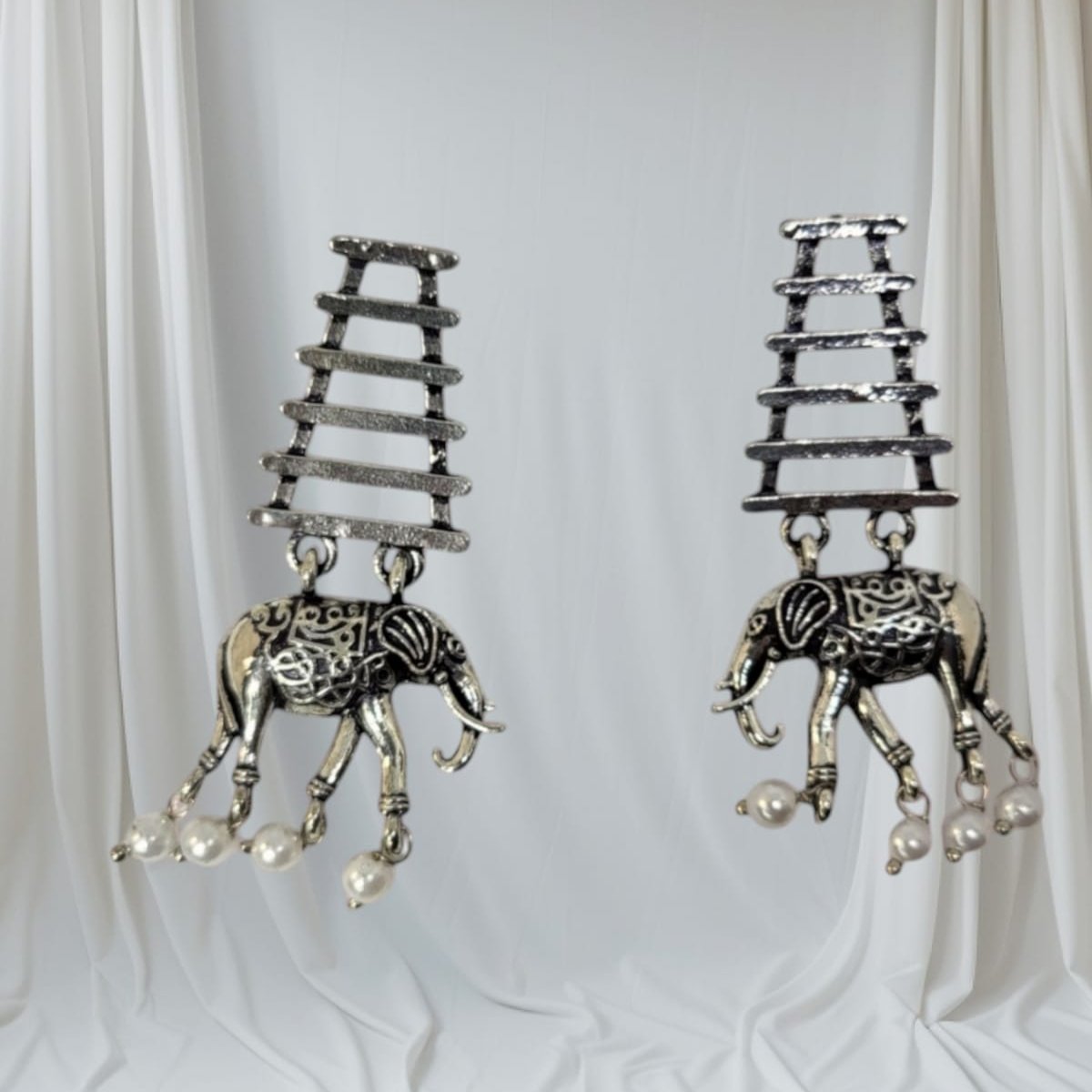 MIDAM™ German Oxidized Silver Elephant Drop Earrings