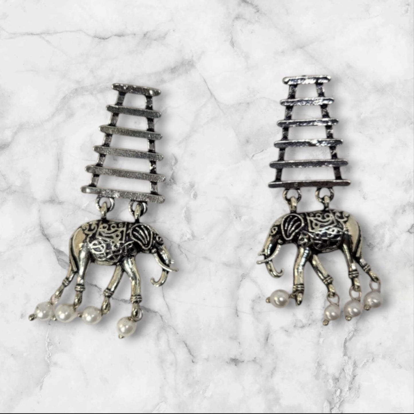 MIDAM™ German Oxidized Silver Elephant Drop Earrings