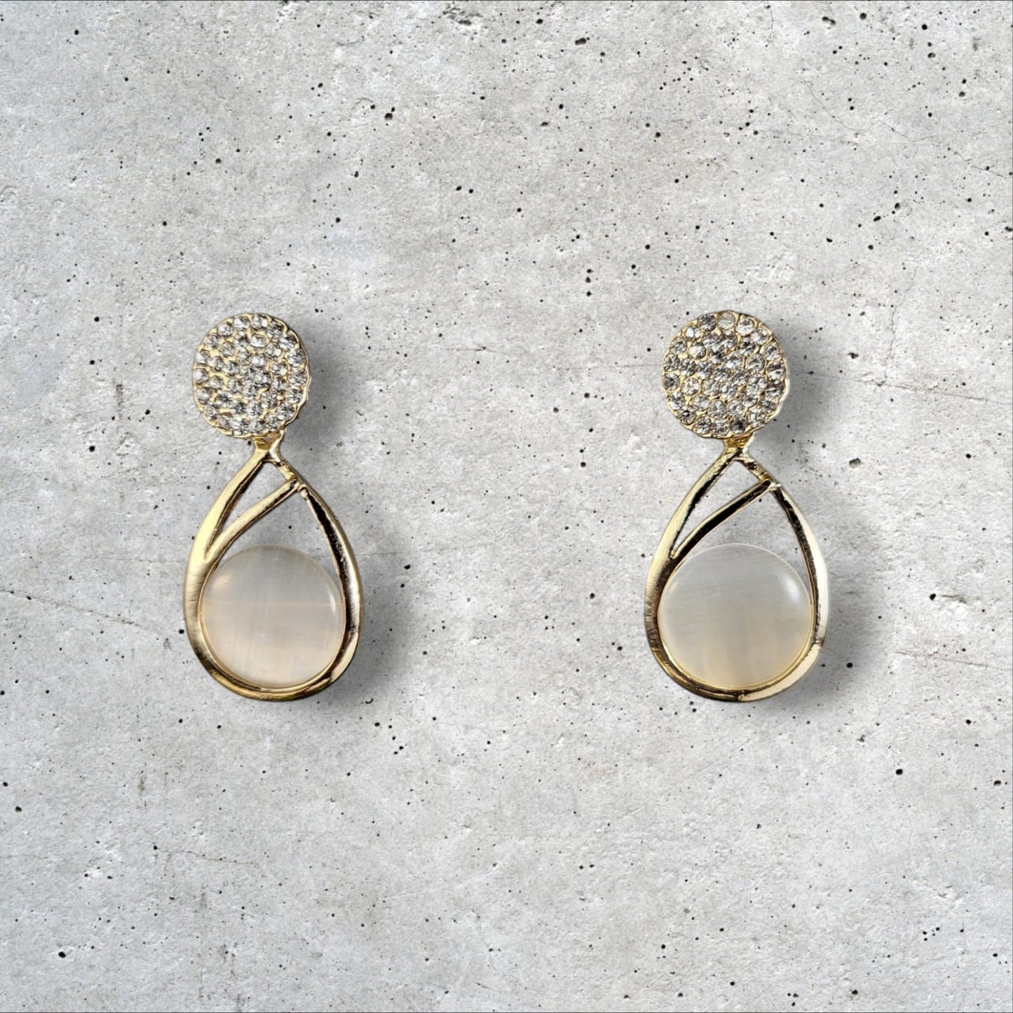 MIDAM™ Gold-Plated American Diamond Studded Water Drop Shaped Drop Earrings