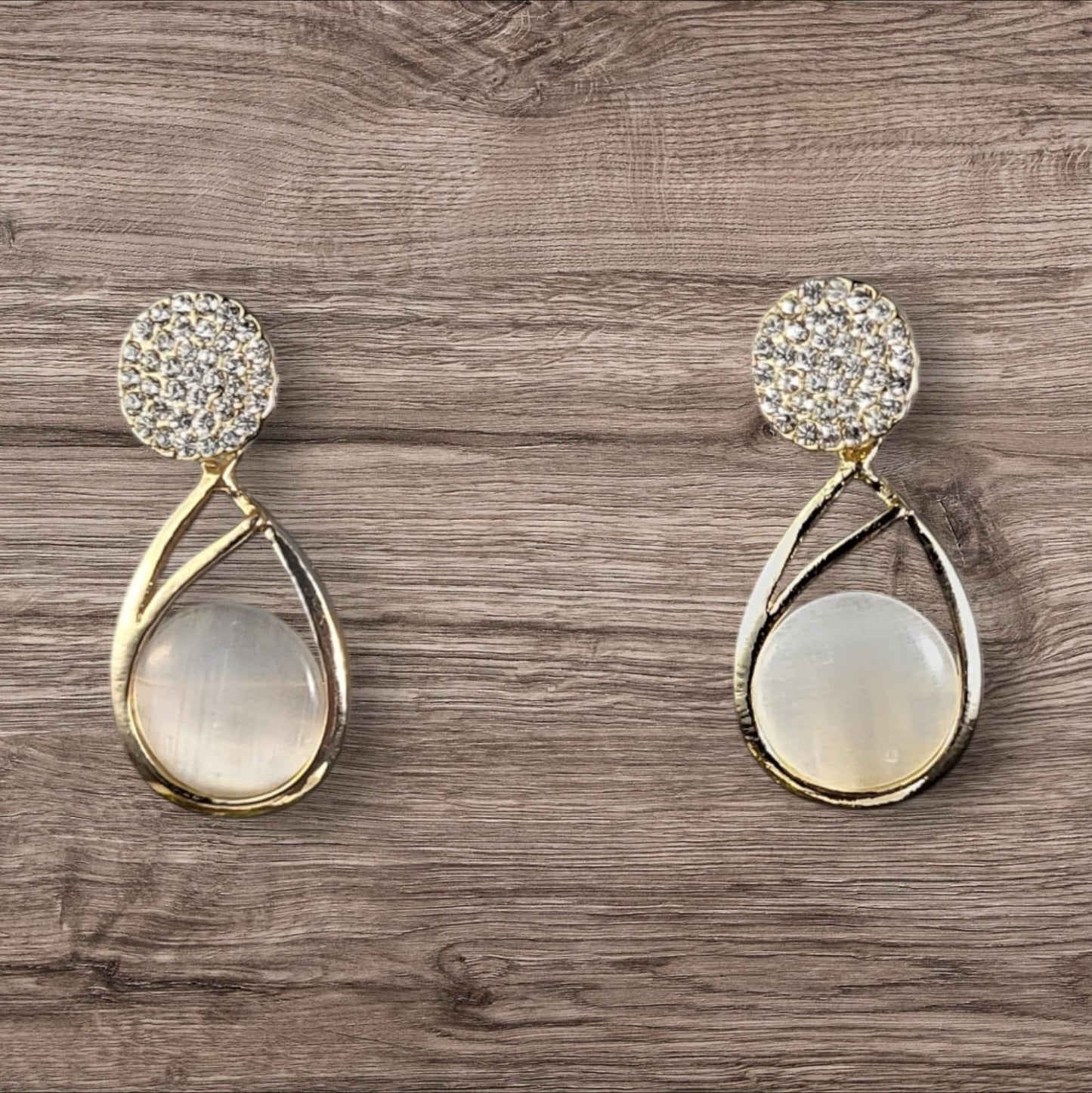MIDAM™ Gold-Plated American Diamond Studded Water Drop Shaped Drop Earrings