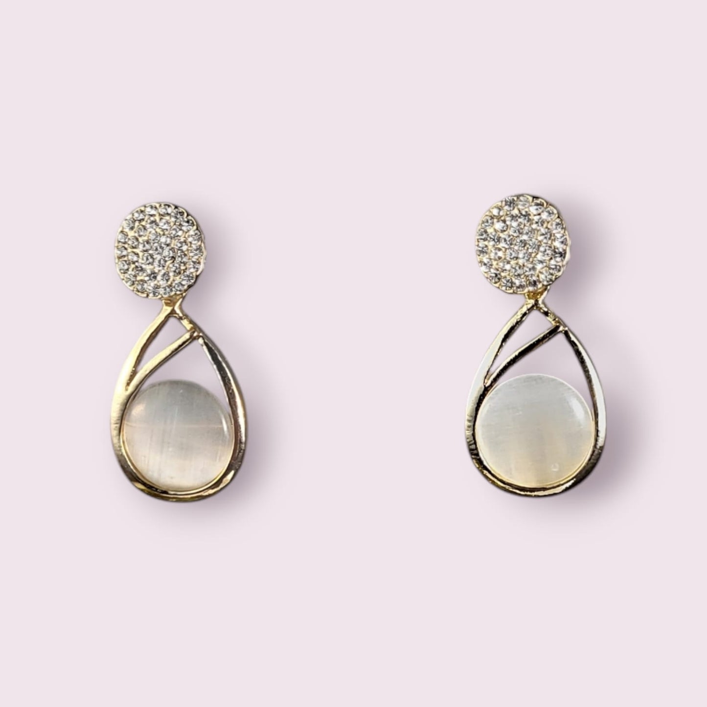 MIDAM™ Gold-Plated American Diamond Studded Water Drop Shaped Drop Earrings